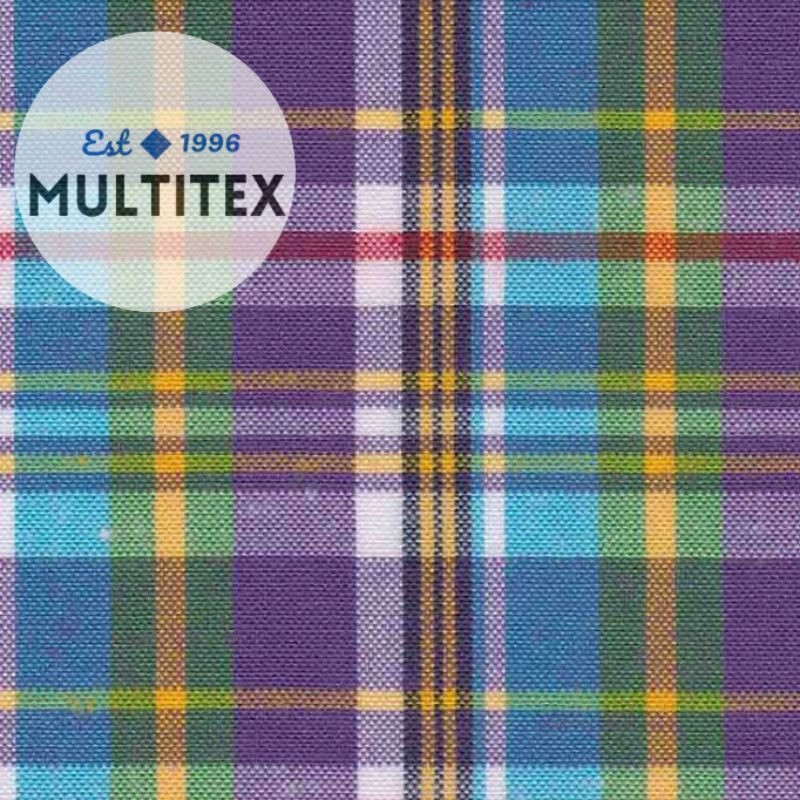 [GULUNGAN] bahan kain kotak ungu seragam TC katun 758 yard gulungan grosir murah adem rok rompi