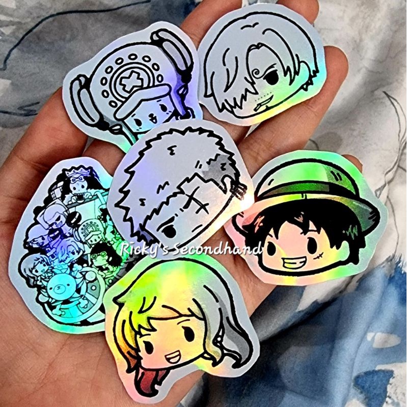

6 pcs One Piece Holo Sticker Waterproof Anti Air Anime Hologram Stiker Holographic 1 set