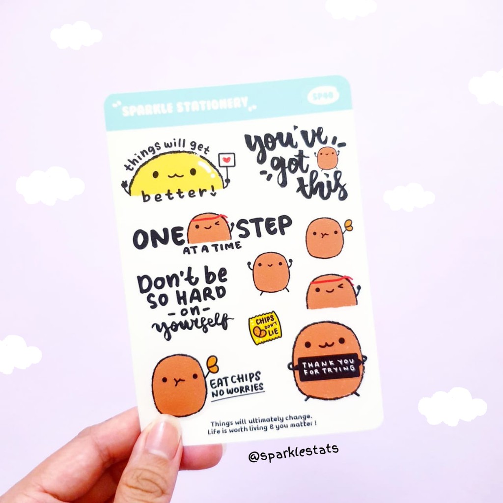 

Sparkle Stationery Motivation Potato Vinyl Sticker Planner Sticker