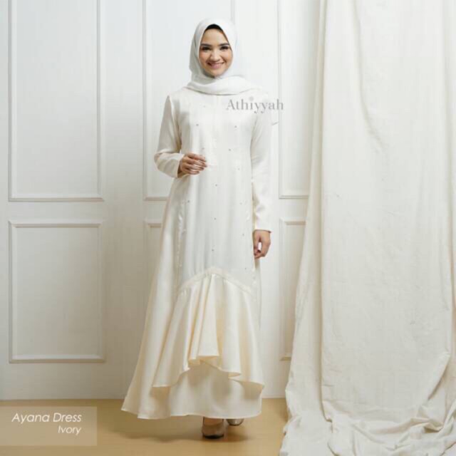 Gamis ataya warna putih tulang