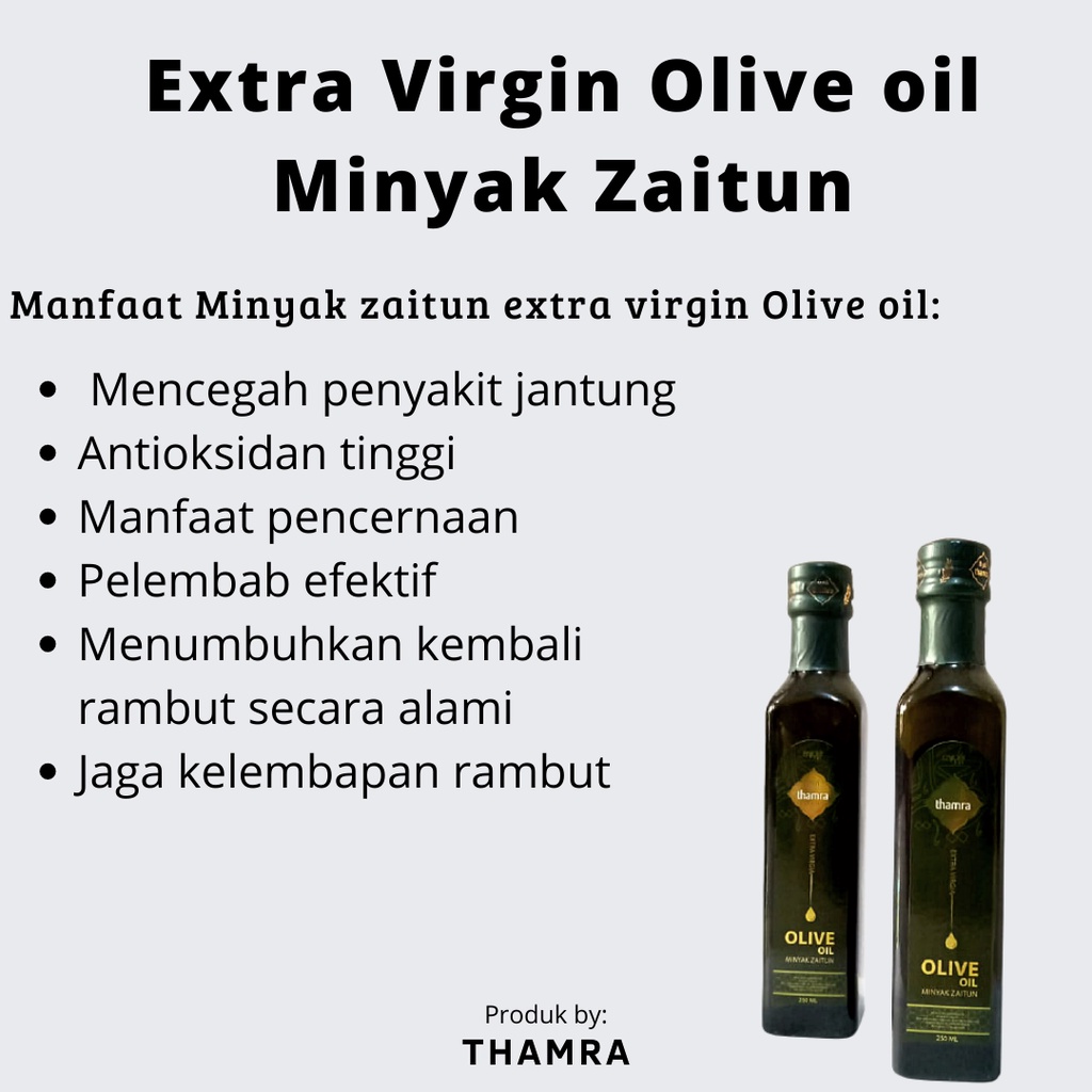 Terbaru THAMRA Olive Oil Evoo TOP QUALITY 500ML | Minyak Zaitun Asli TURKI