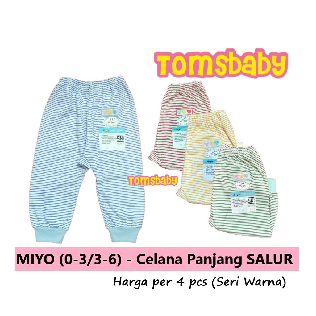 MIYO 4pcs Celana Panjang Buka Kaki / Tutup Kaki SALUR (0-3bln / 3-6bln)