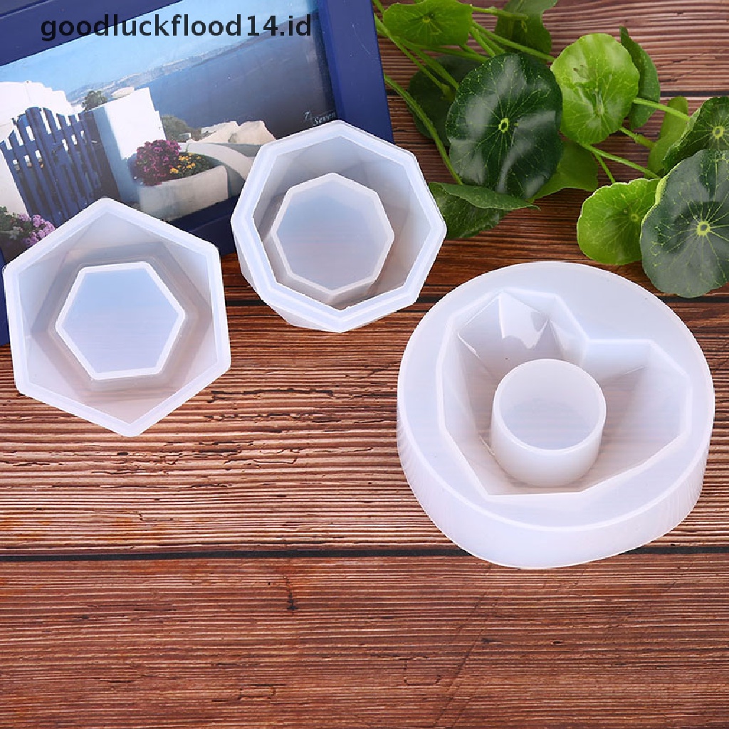 [OOID] Plant Flower Pot Silicone Mold Epoxy Resin DIY Candle Holder Mould Jewelry Tools ID