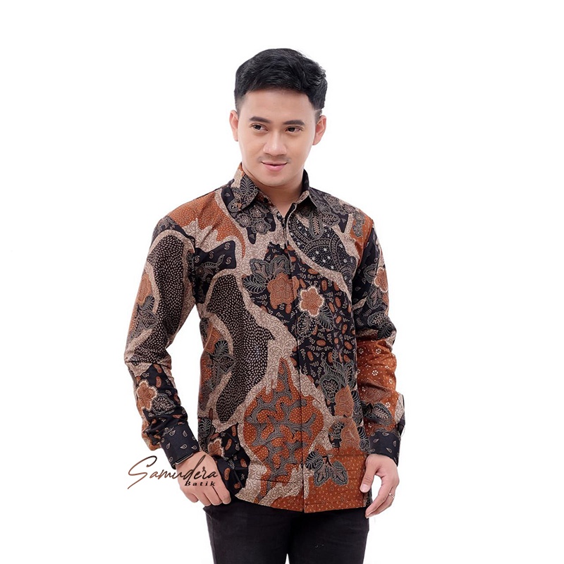 KEMEJA BATIK PRIA LENGAN PANJANG SIZE M L XL XXL  BSWART BatiK HRB026 Kenongo Hem Panjang Padi-Kmj Pulau
