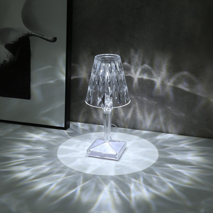 Lampu Tidur LED Touch Sensor Acrylic Crystal Projector - R301 - Transparent