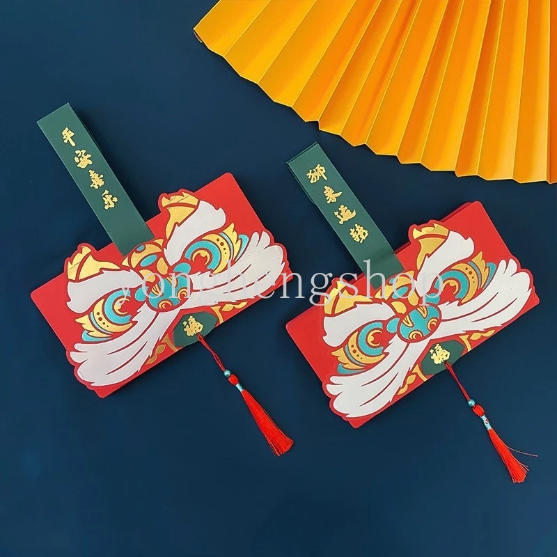Amplop Angpao Merah Lipat 6 / 10 Posisi Gambar Harimau Untuk Tahun Baru Cina