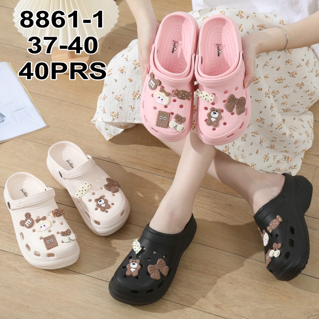 Sandal Baim / Sandal Jelly Fuji / Sandal wanita classic Bae Clog platform Jibbitz / Sandal Fashion Wanita Mode Bae Clog 8861-1/8866-2