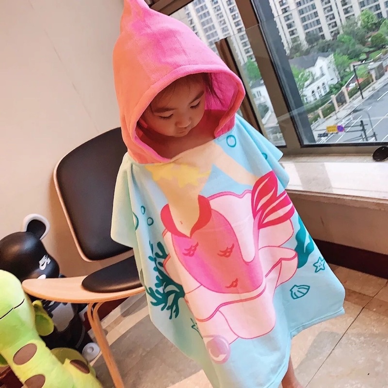 Handuk Anak Murah Handuk Ponco Anak Poncho Anak Lucu Handuk Hoodie Anak Bahan Tebal Import Mermaid