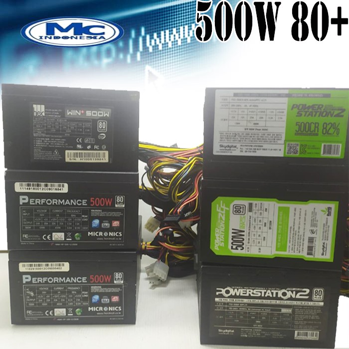 PSU Power Supply Pure 500Watt 80+ 80 Plus Merk MICRONICS