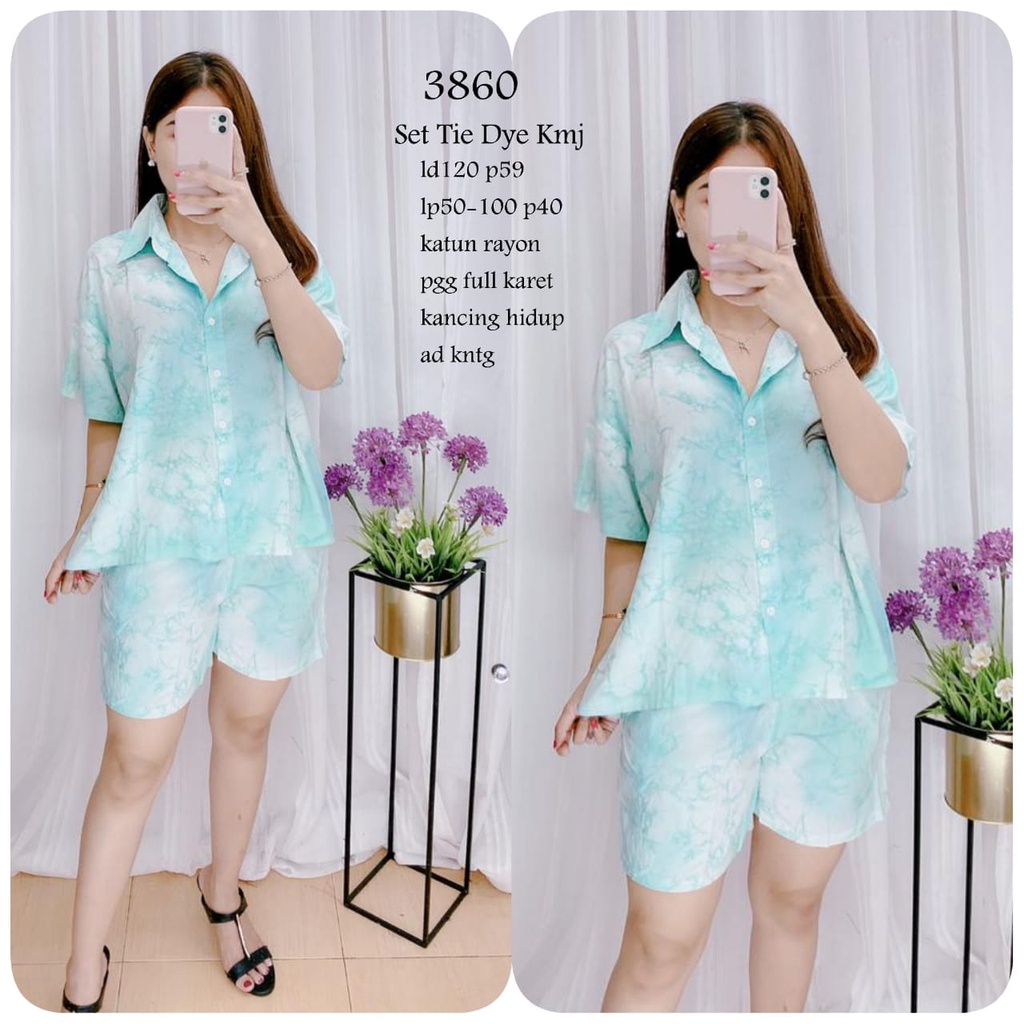 BO - SETELAN TIE DYE KEMEJA 3860 / SETELAN WANITA / SETELAN KATUN / SET TERLARIS