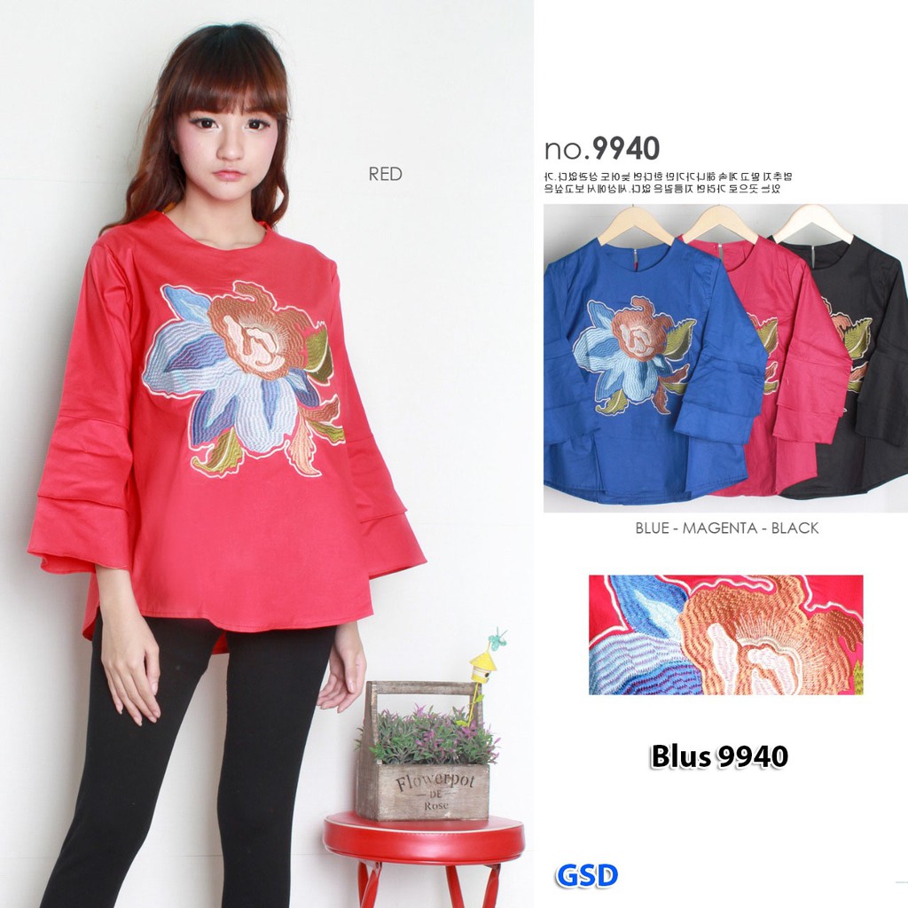 baju muslim wanita casual/blus sablon wanita/blus panjang wanita/blus 9940 multicolour