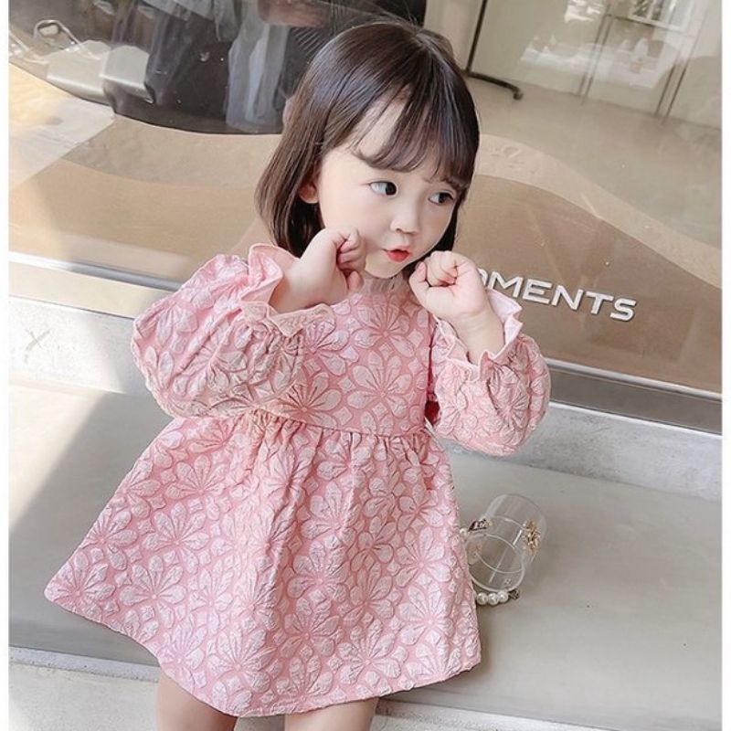 Dress lengan panjang/dress anak/gaun anak/dress transparan anak/mia dress