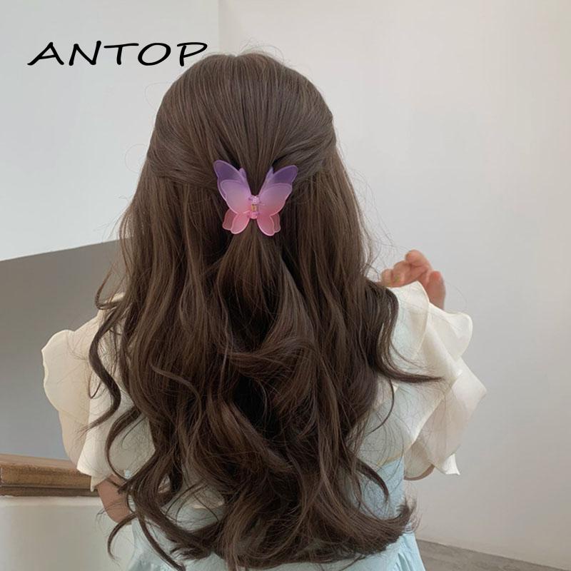 Jepit Rambut Model Butterfly Dua Lapis Warna Gradasi Untuk Wanita