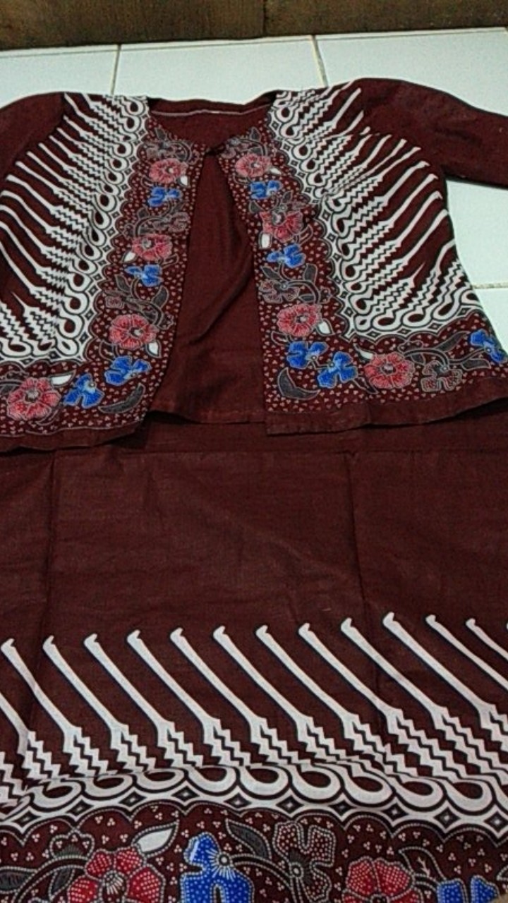 Dress Bolero 2 In 1 Kembang Modang Batik Warna Kondangan Modern Baju Kerja Kantoran Lepasan Rompi