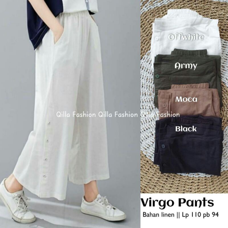 Virgo pants Button palazo/ celana longgar wanita / kulot linen