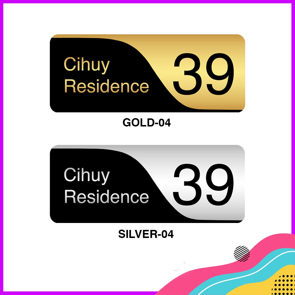 Nomor Rumah / Nomor Rumah Modern Minimalis Printing Stiker 04