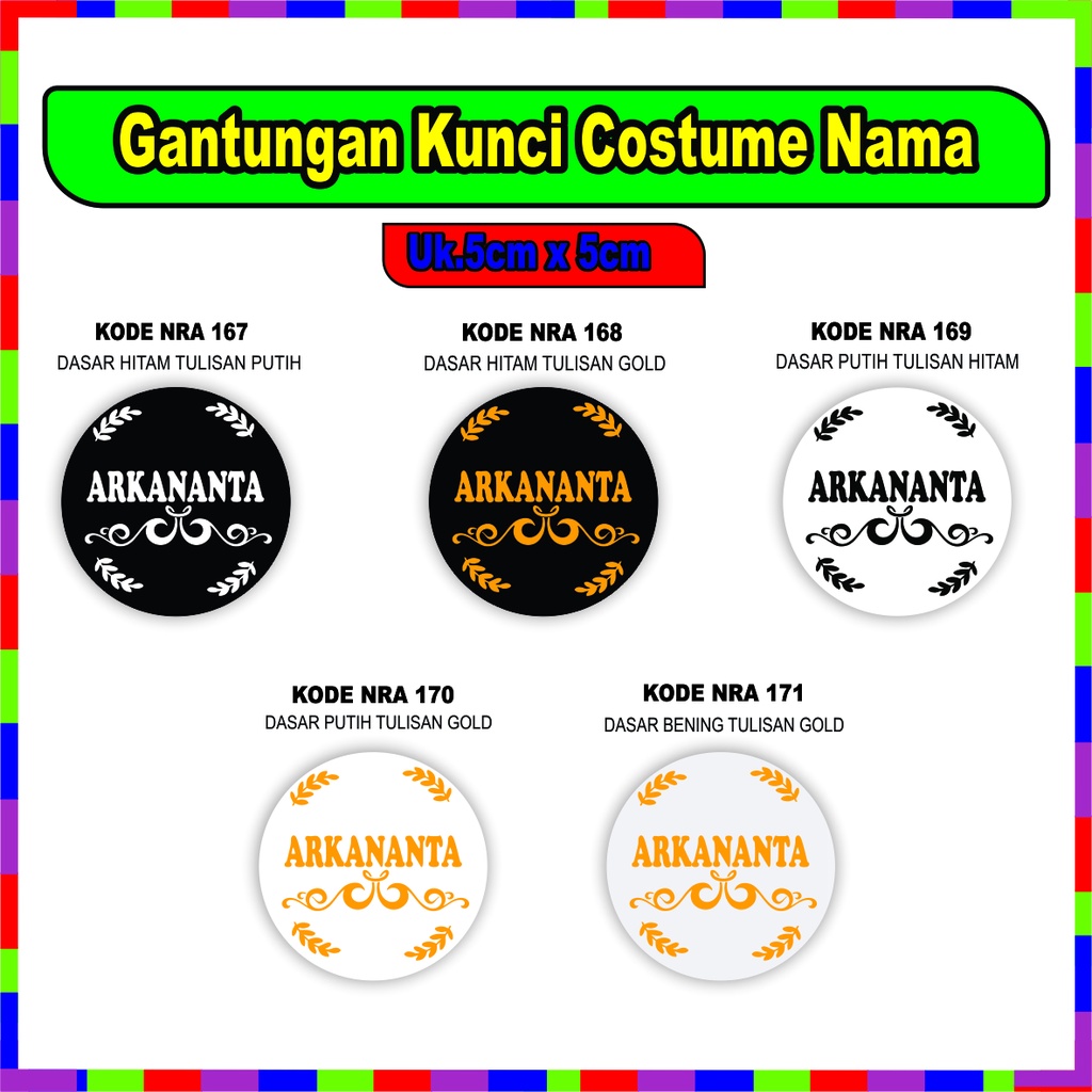 GANTUNGAN KUNCI CUSTOM NAMA BENTUK BULAT