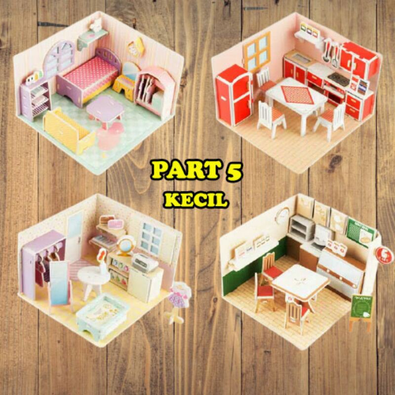 Mainan Edukasi Anak Puzzle 3D Miniatur DIY Jigsaw Kecil Part 5 Seri Interior Rumah/ Toko/ Cafe