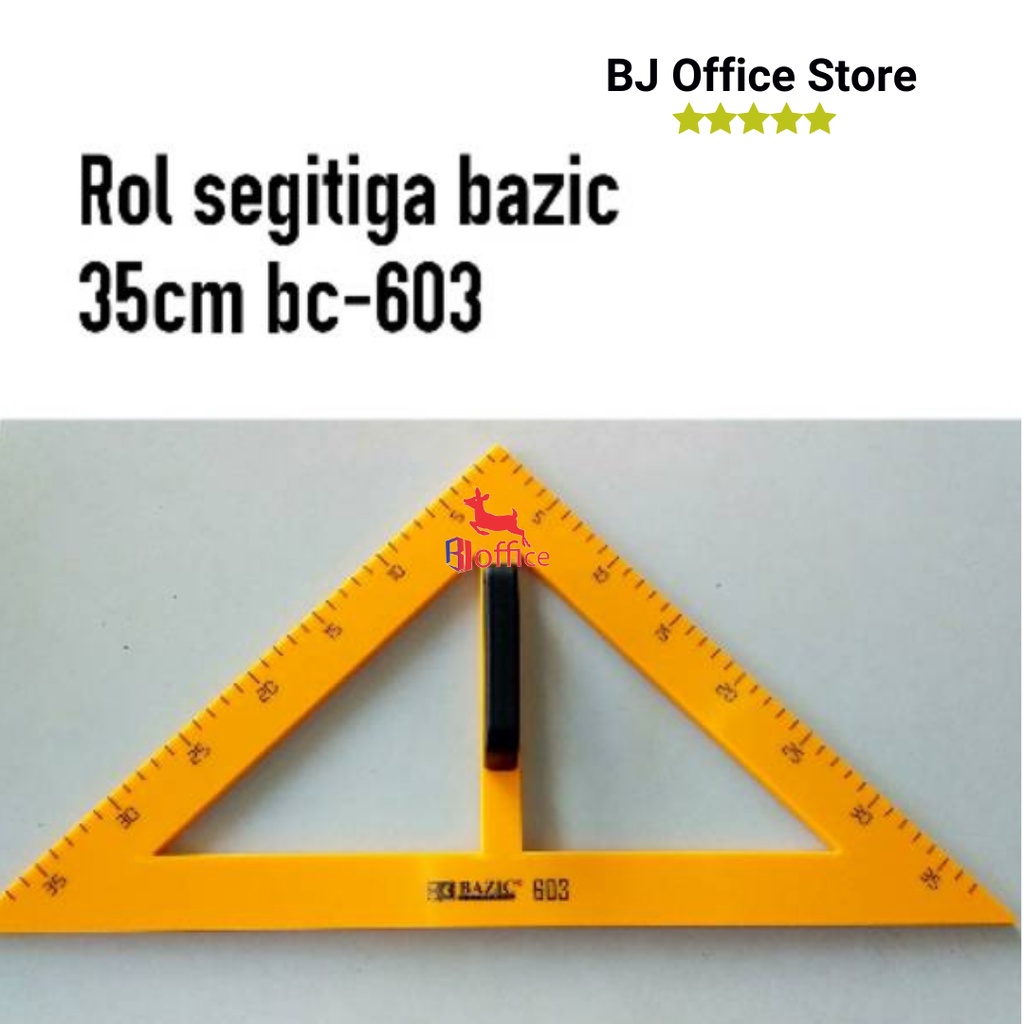 

Penggaris Segitiga Sama Kaki Bazic 603 / Plastik