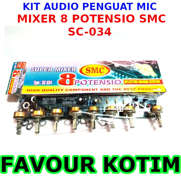 KIT AUDIO PENGUAT MIC MIXER SMC 8 POTENSIO SC-034 FVKOTIM