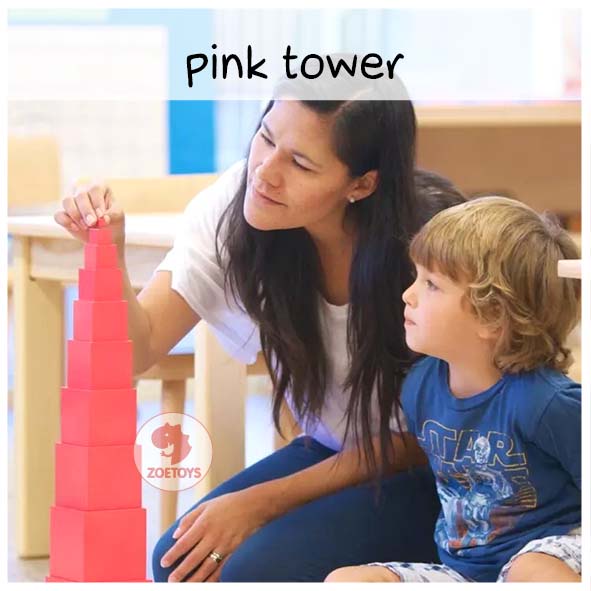 Zoetoys Montessori Pink Tower KAYU FULL SOLID | Sensorial Edutoys Mainan Edukasi Anak