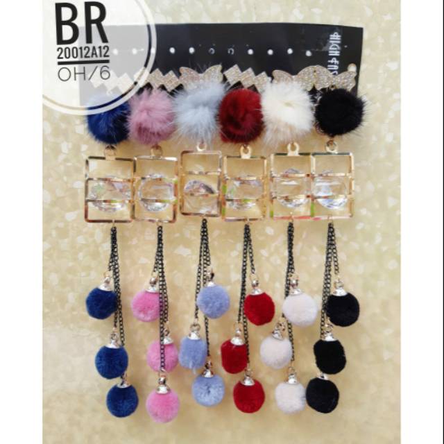 Bros dagu juntai anggur metal kristal pompom kebaya kutubaru  jurai panjang simple elegan