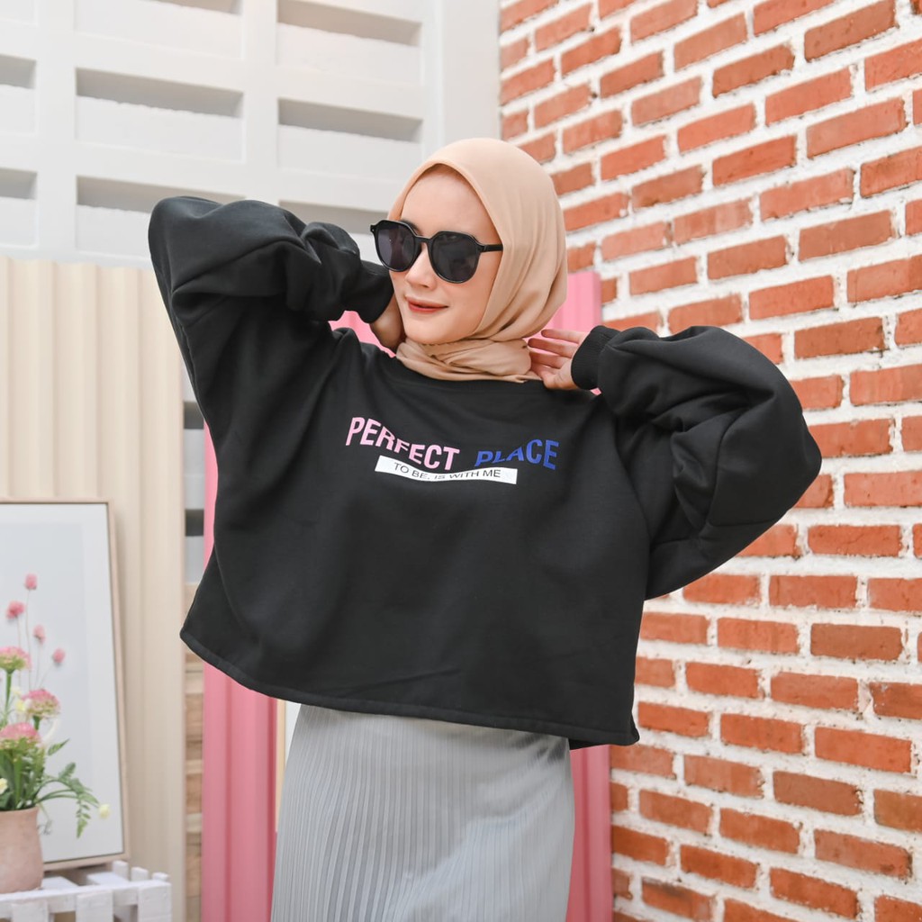 [CYC | COD] Outwear Perfect Place Oversize Sweater Crope Fleece Wanita Trendy Murah