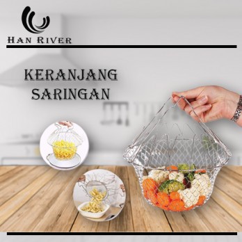 HAN RIVER PENYARING MAKANAN STAINLESS STEEL FOLDING (KERANJANG SARINGAN GORENGAN MULTI FUNGSI)