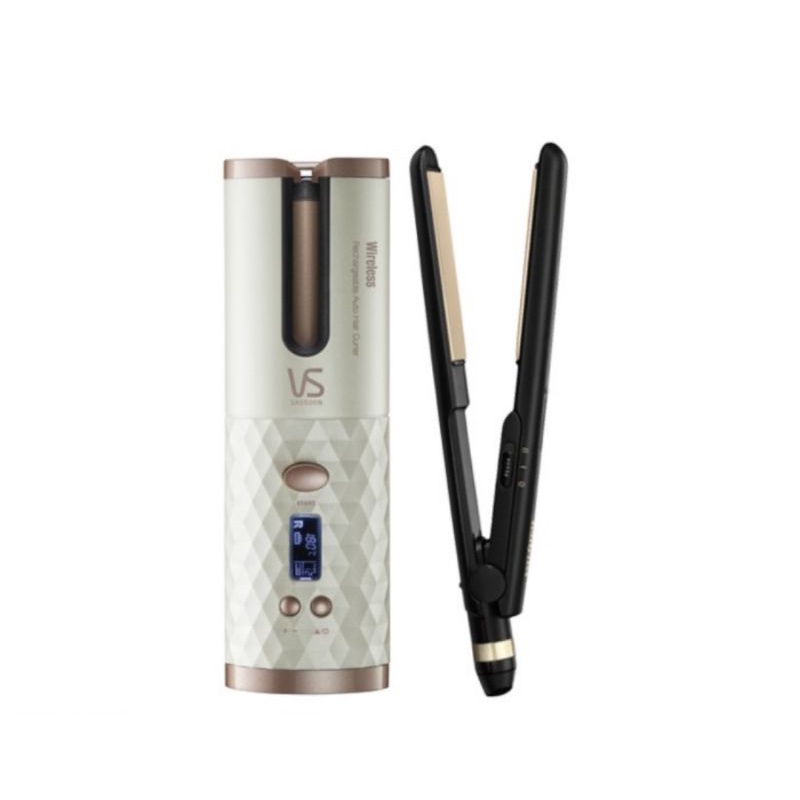 Bundling Babyliss Ceramic Straightener + Vidal Sassoon Auto Hair Curl - Putih atau Hitam