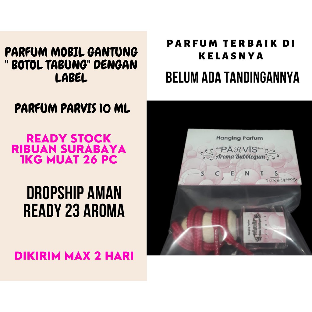 PARFUM MOBIL PARVIS BOTOL KOTAK 8ML DENGAN LABEL