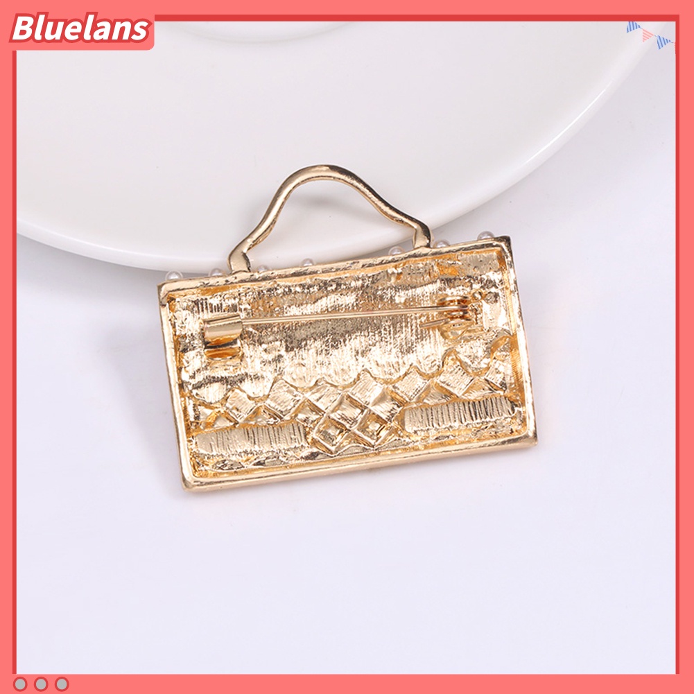 Bluelans Women Handbag Shape Faux Pearl Inlaid Brooch Pin Denim Jacket Collar Badge Gift