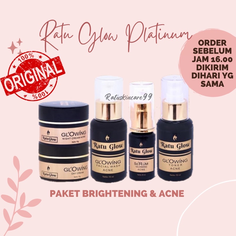 RATU GLOW PLATINUM SKINCARE BRIGHTENING ACNE PEMUTIH WAJAH PENGHILANG JERAWAT GLOWING ORIGINAL