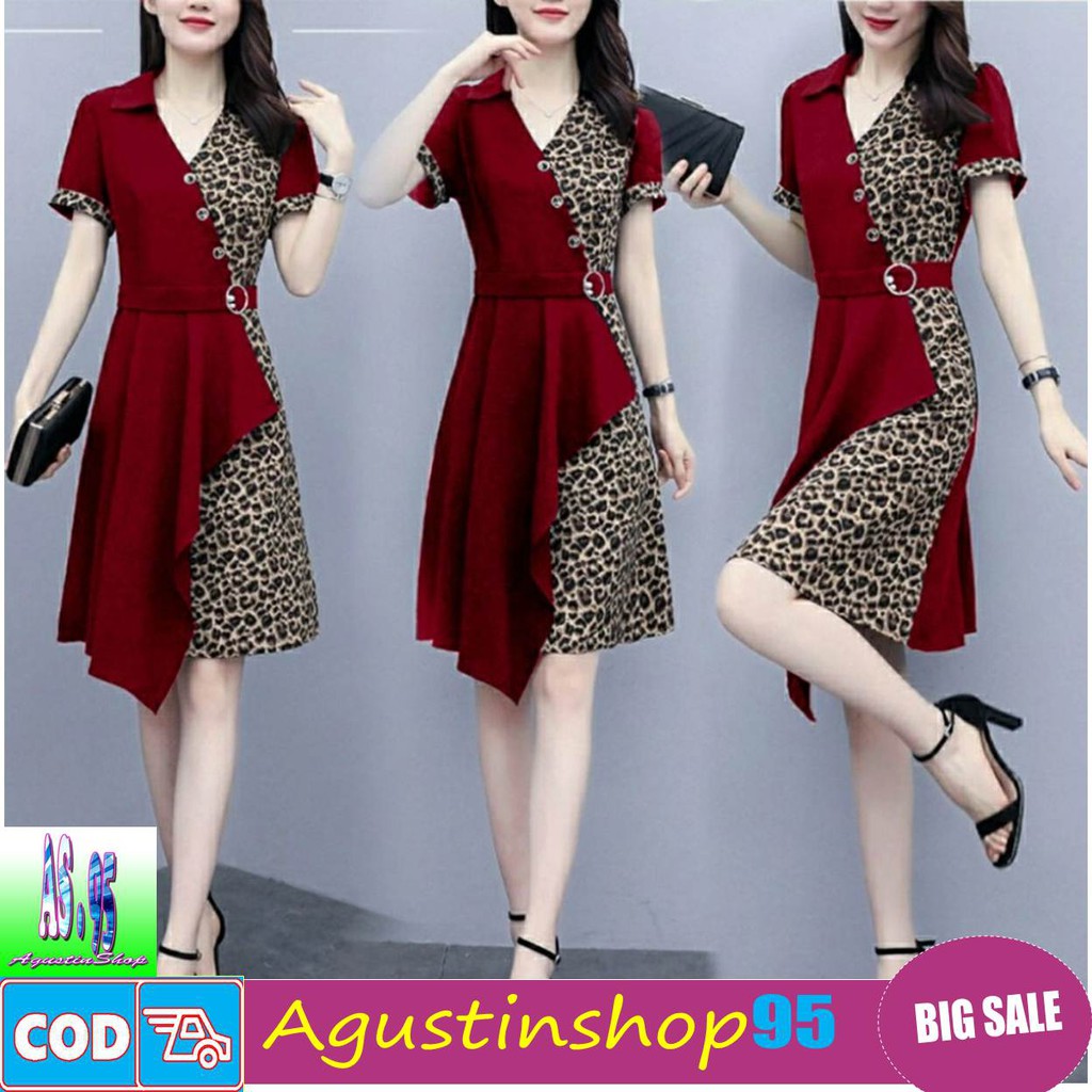 Baju Dress Wanita Remaja Trendy Kekinian Terbaru 2021 Gaun Pesta Natal Imlek Casual Style Ala Korea 