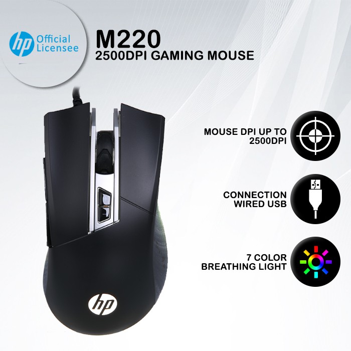 Mouse Gaming HP M220 2500DPI RGB Macro Programmable Shopee Indonesia