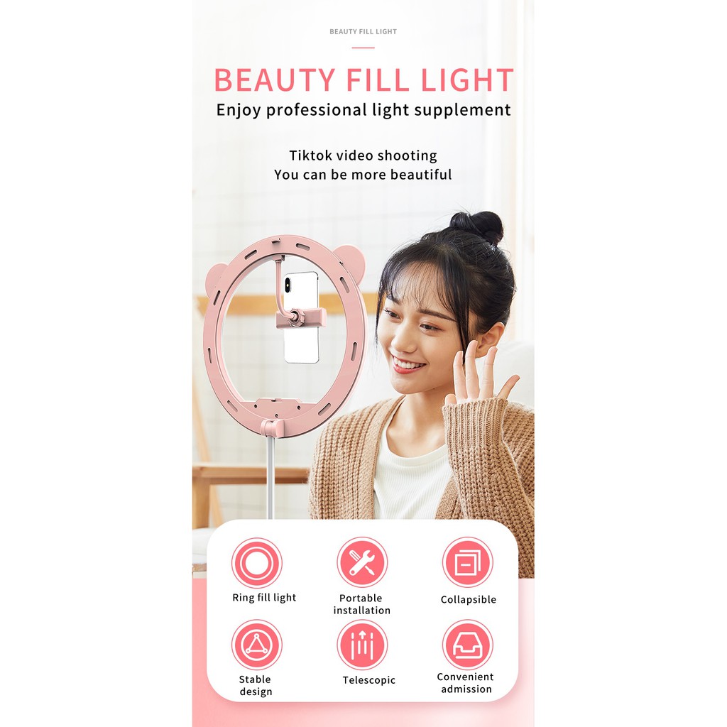 MAI Appearance G2 - Selfie Ring Fill Light LED with Foldable Stand - 12 inch with 128 LED Beads
