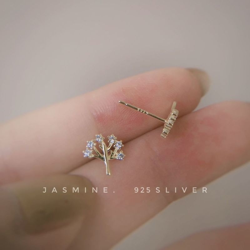 Shine Tree of Life Korea Mini Gold Earrings Stud Earrings Ear Trendy Jewelry Accessory