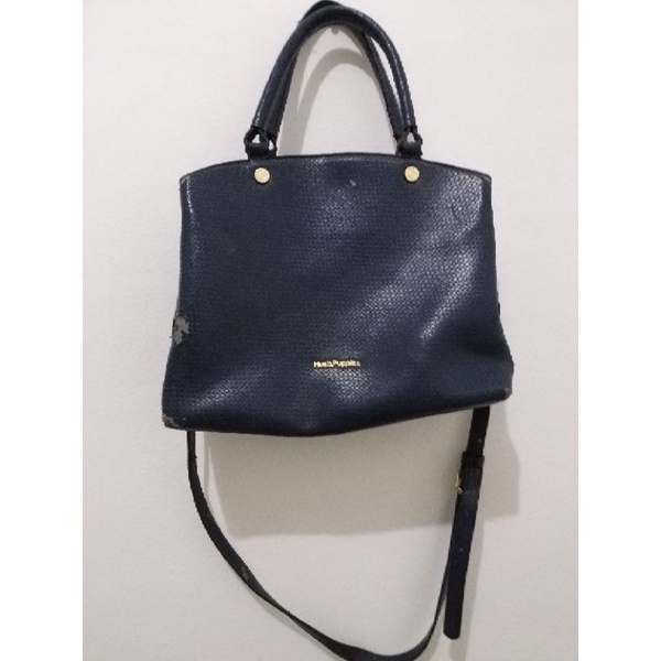 Tas second branded original hush puppies preloved navy biru blue