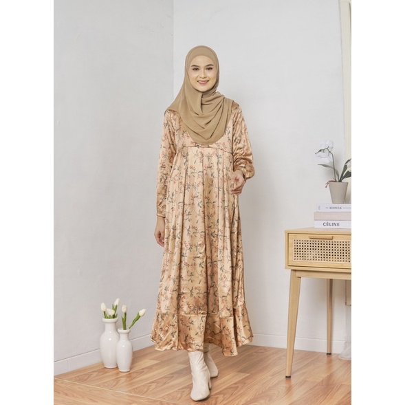 NEW MAGANI BROWN I Dress Kondangan dan Bridesmaid Bahan Prada Crepe I Adem dan Nyaman Dipakai