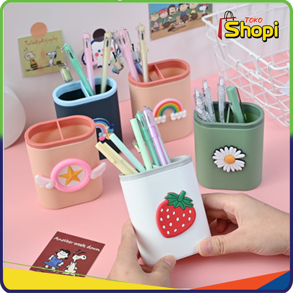 

♚ ♚Tempat Pensil Dan Pulpen Serbaguna Desktop Multifungsi Pen Holder Gaya Korea
