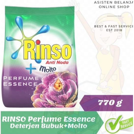 RINSO 770G Perfume Essence Ungu Deterjen Bubuk Plus Molto Anti Noda 770 g gr gram Detergen Detergent