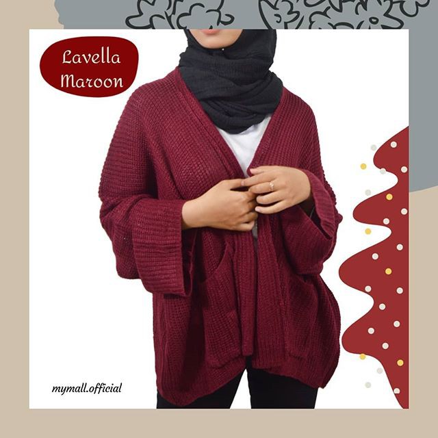 LAVELLA/LOOCY CARDY 7 GET  oversized - cardy wanita - kardigan wanita - kardigan bigsize-MAROON