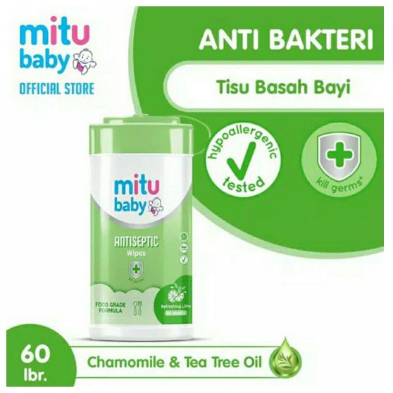 Mitu Wetties Family Wet Wipes Bottle 90 Sheets - Tisu Basah BESAR, MITU Baby Tissue Bottle Antiseptic  - Green 60's