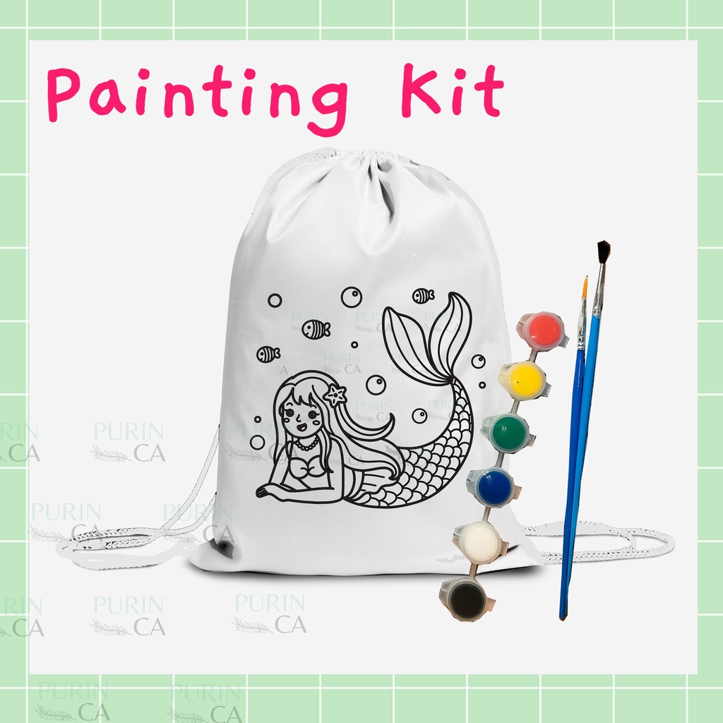 Painting Kit Coloring Kids Bag Motif MERMAID / Kado Anak / Goodie Bag