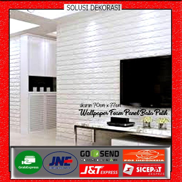 Wallpaper Dinding 3D - Wallpaper Dinding Bata Putih - Wallstiker Foam Embos 3D