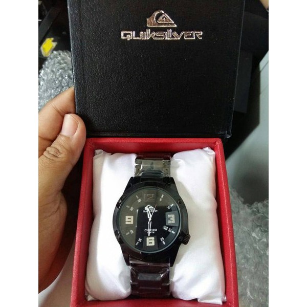 PROMO jam tangan pria sport elegan quiksilver 42 rantai cisero hitam super