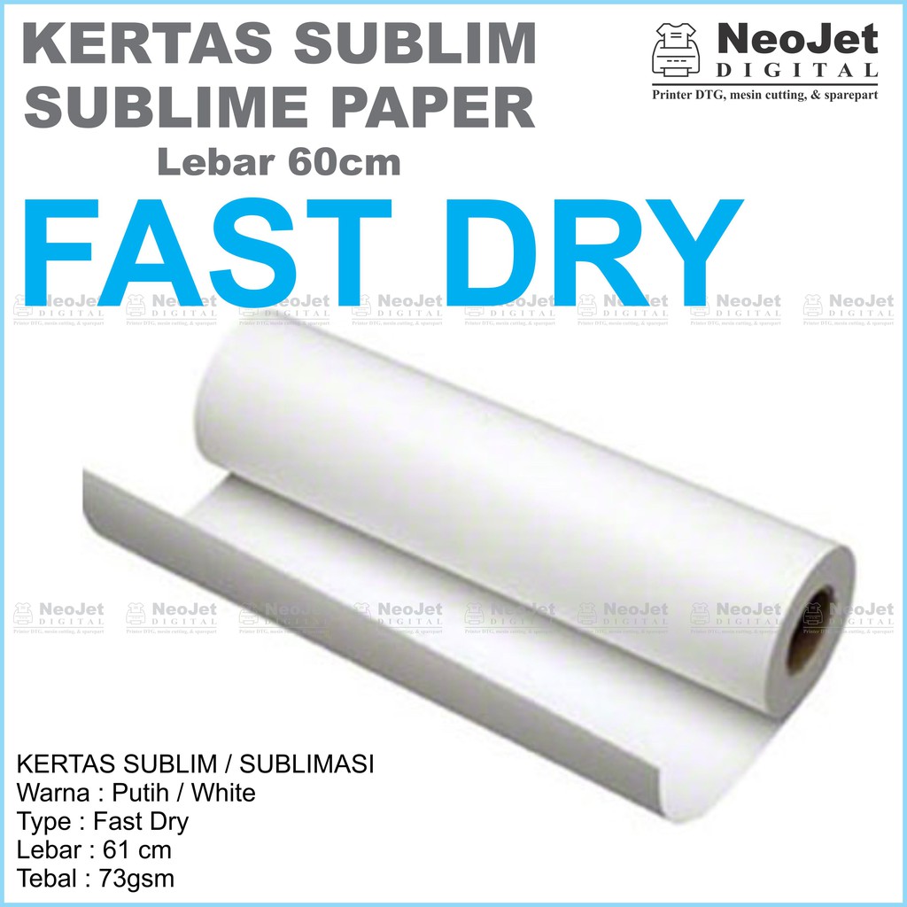 

Kertas Sublim FASTDRY Sublime Sublimation Sublimasi Transfer Paper Fast Dry Lebar 60cm Sample Meter