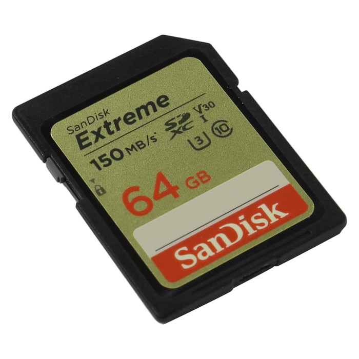 SanDisk Extreme SDXC Card UHS-I V30 U3 Class 10 (150MBs) 64GB