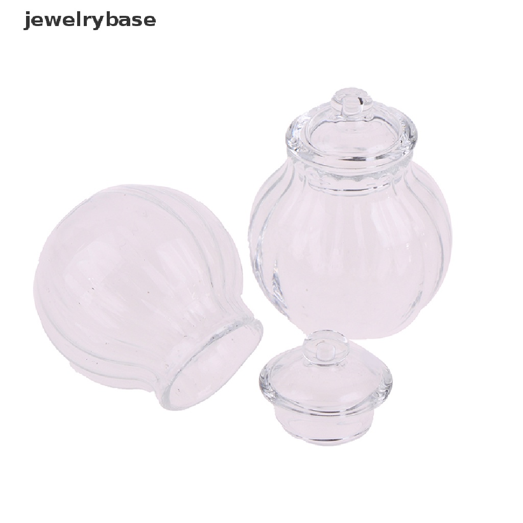 Base Mainan Miniatur Toples Permen Bulat Bahan Kaca Untuk Aksesoris Rumah Boneka 1: 12