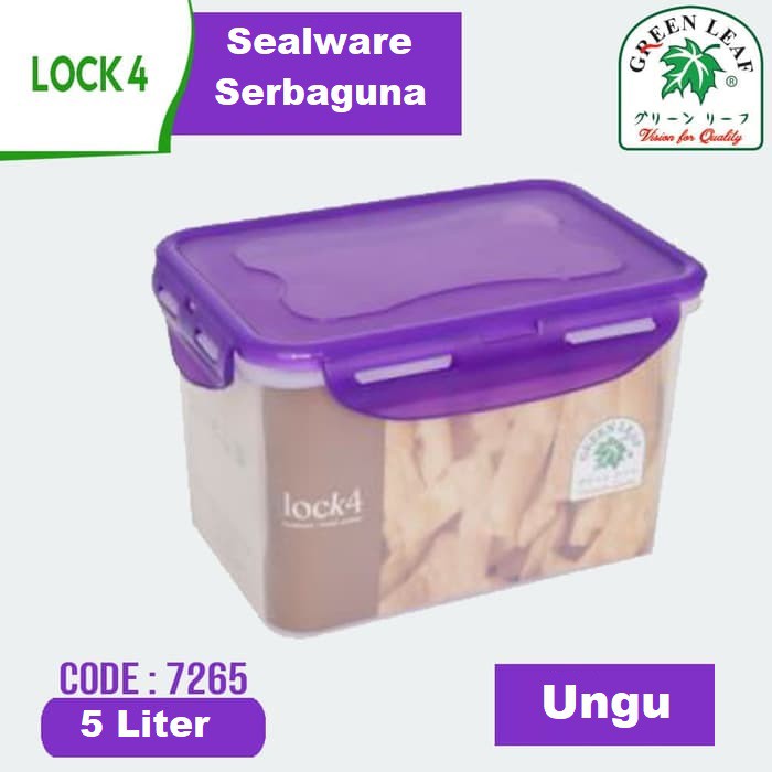 Kotak Plastik GREEN LEAF Lock4 GreenLeaf Sealware Container Kulkas Rapih Kotak Ungu Wadah Plastik