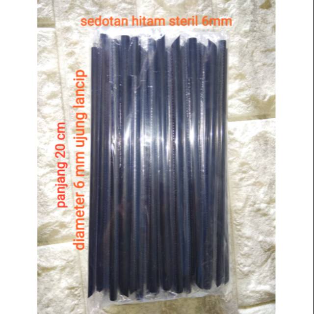 SEDOTAN PLASTIK STERIL WARNA HITAM UK 6MM ISI 100 PCS